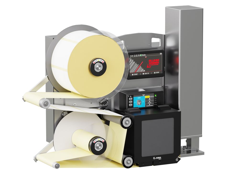 Erogatore di etichette con stampa Legi-Air 4050E con etichette da sinistra