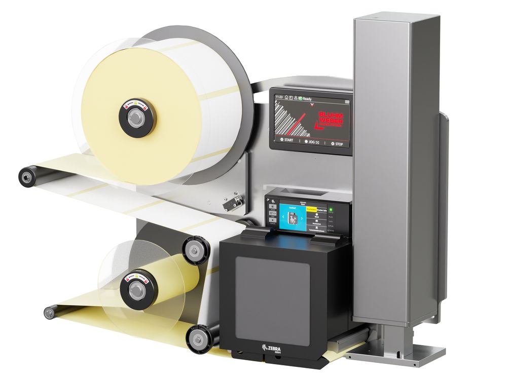 Erogatore di etichette con stampa Legi-Air 4050B con etichette da destra