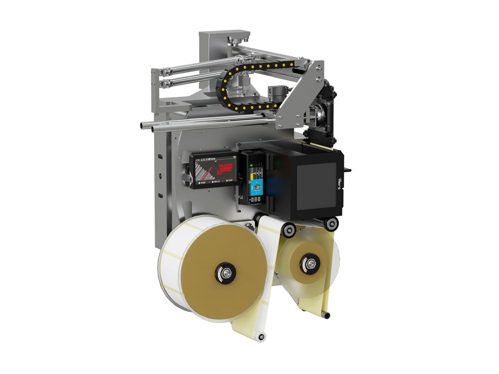 Erogatore di etichette con stampa Legi-Air 4050E2A aperto a sinistra