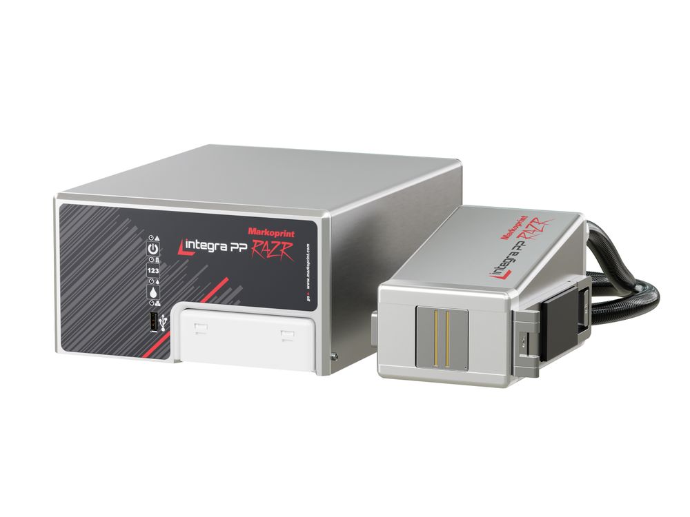 Stampante industriale a getto d’inchiostro Makoprint integra PP RAZR lato anteriore sinistra