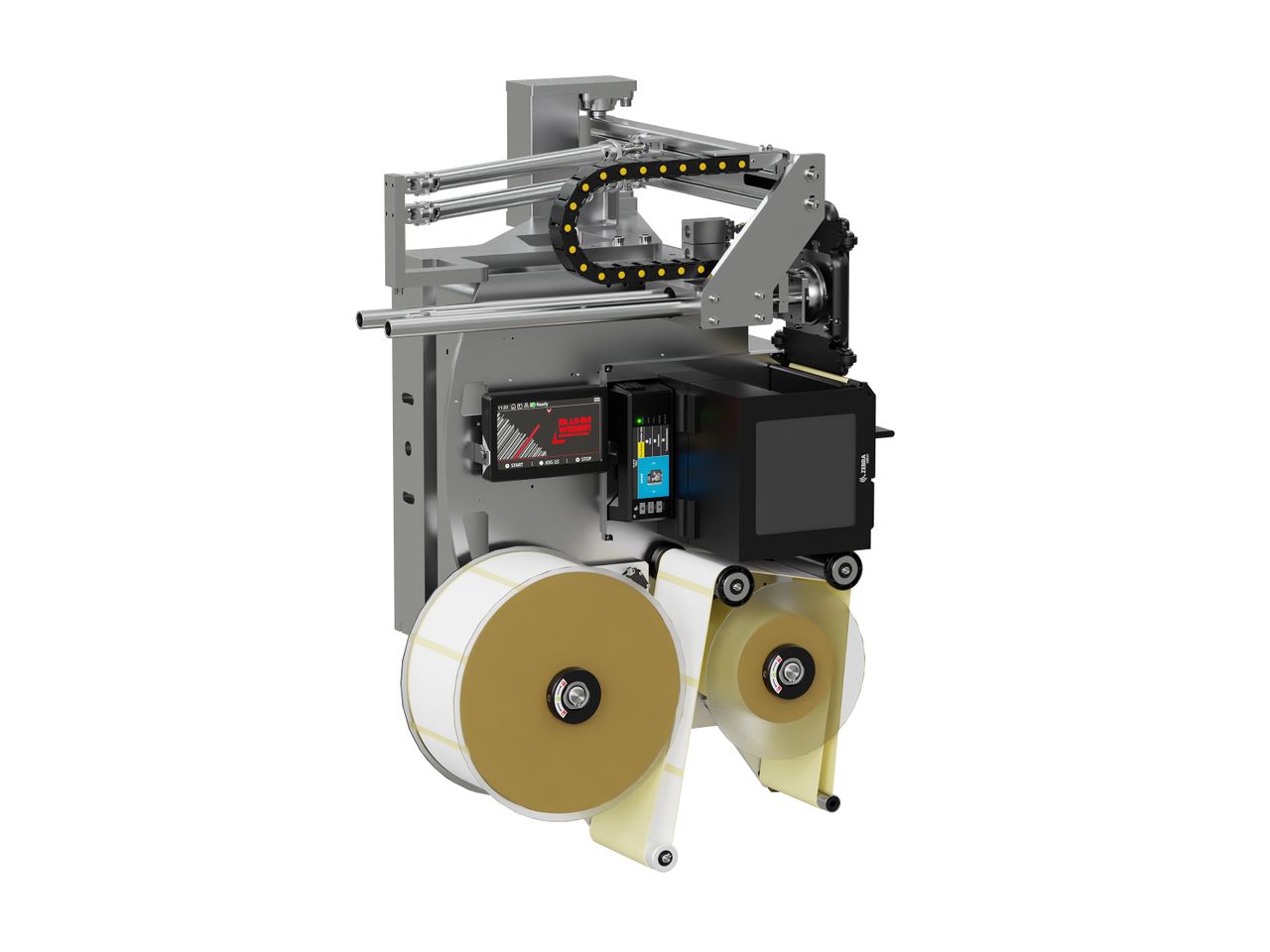 Erogatore di etichette con stampa Legi-Air 4050E2A aperto a sinistra