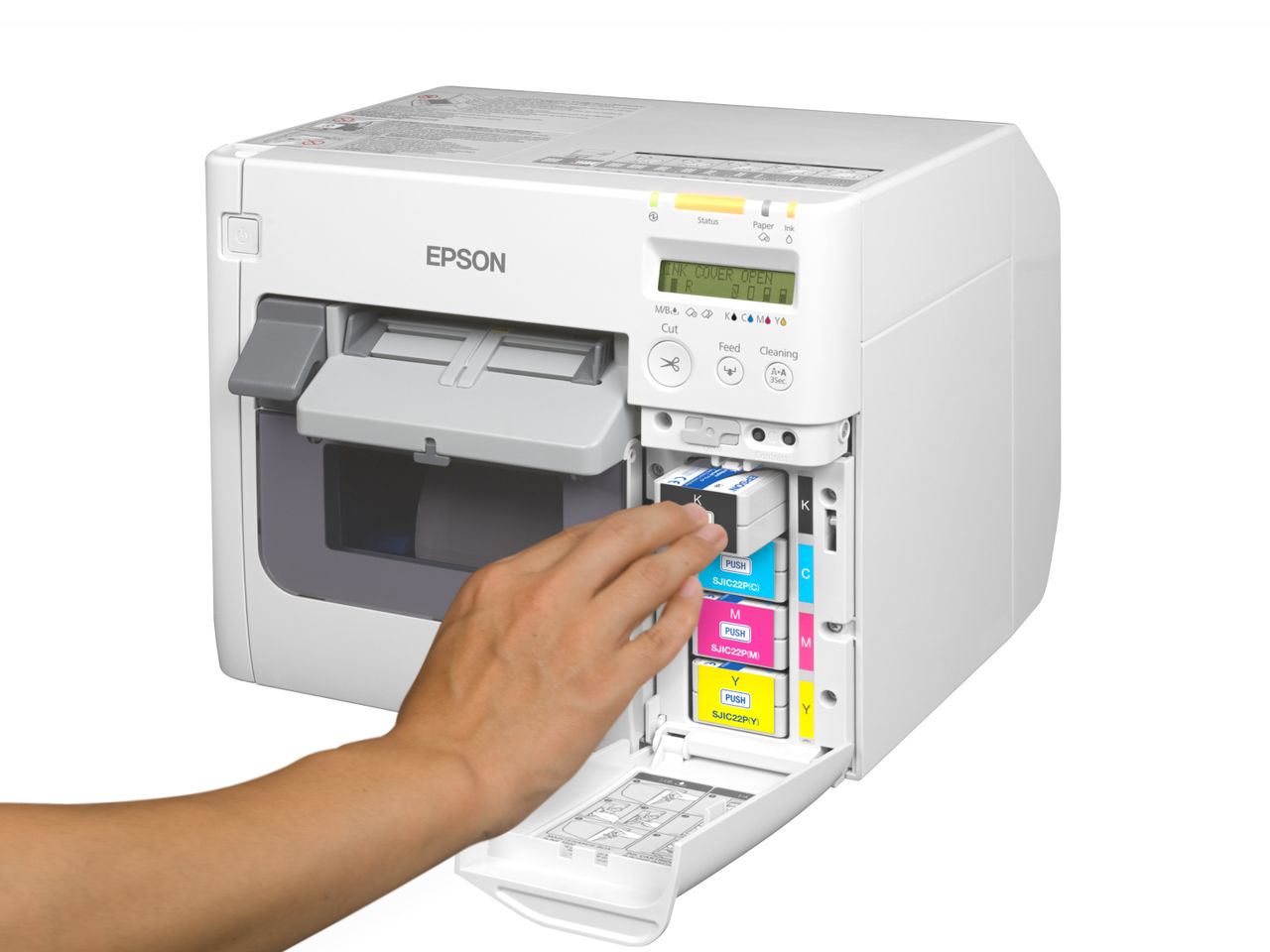 Stampante per etichette a colori Epson ColorWorks C3500 Caricamento inchiostro