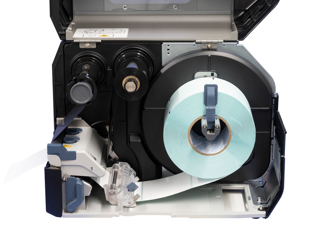 Sato CL4NX Plus Stampante per etichette aperta con rotolo di etichette inserito