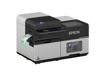 Stampante per etichette a colori Epson ColorWorks C8000e con etichetta sinistra