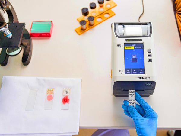 Stampante Zebra ZD611 per l’etichettatura di campioni nel laboratorio medico