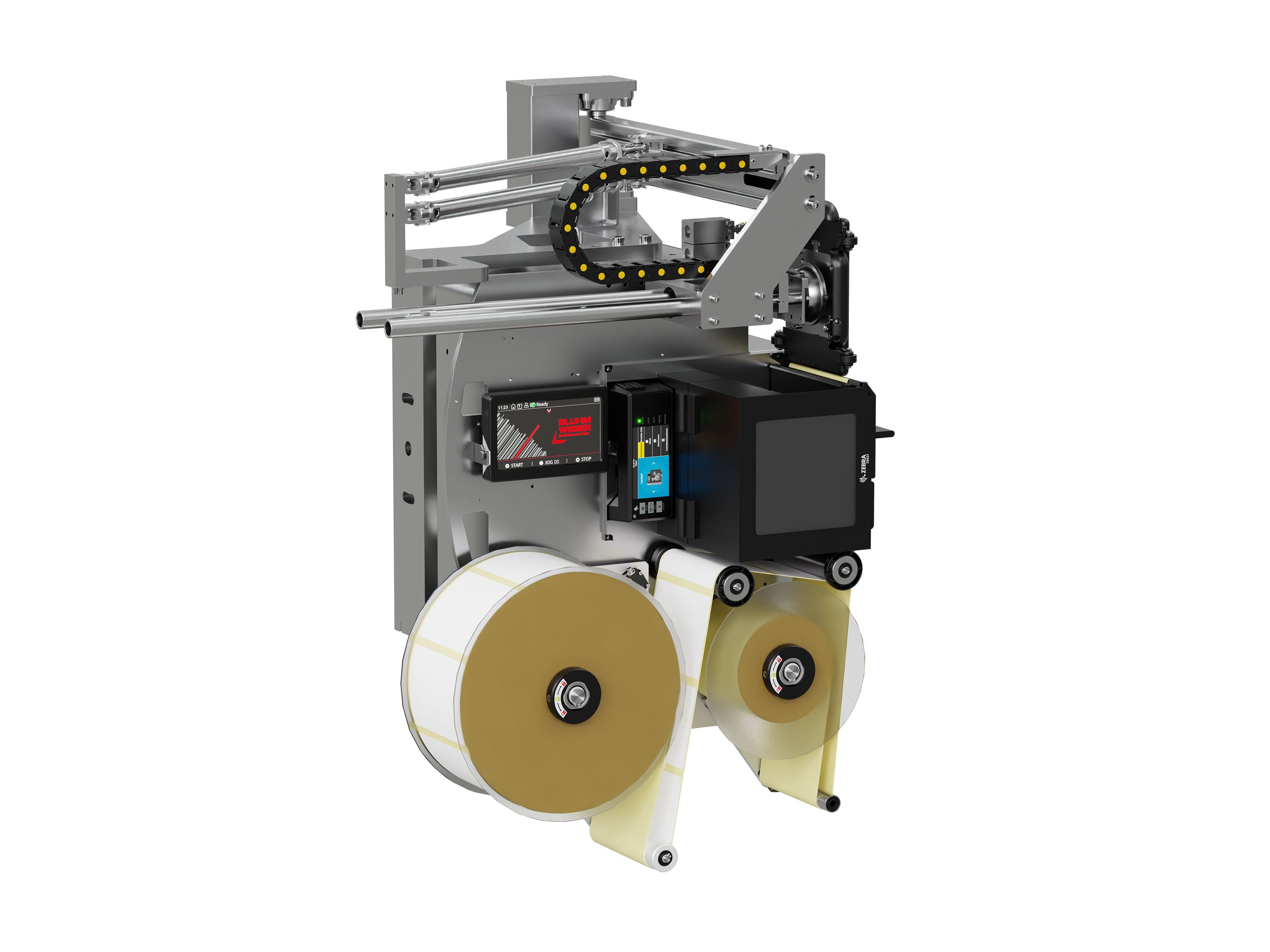 Erogatore di etichette con stampa Legi-Air 4050E2A aperto a sinistra