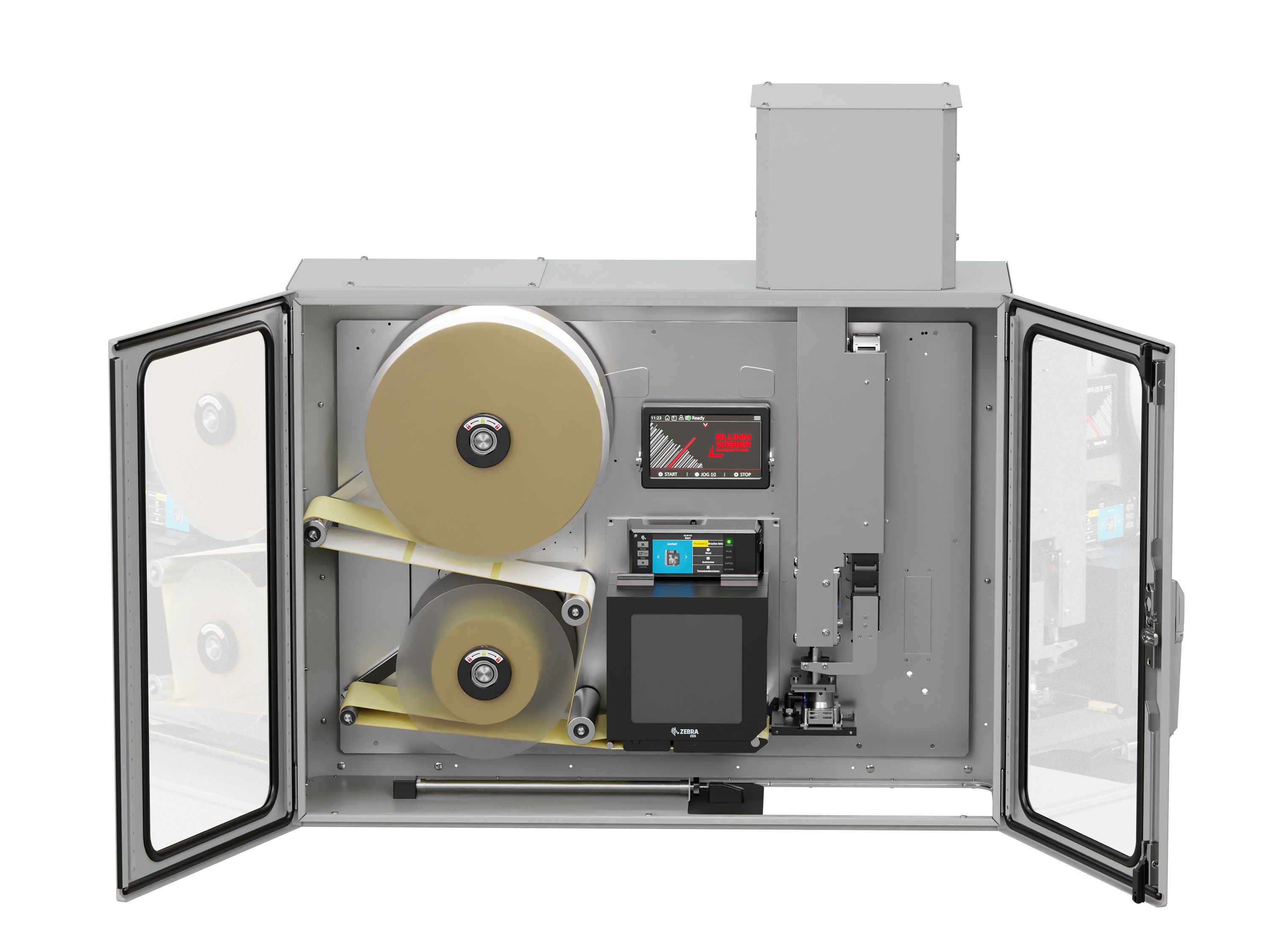 Erogatore di etichette con stampa Legi-Air 4050I aperto frontale