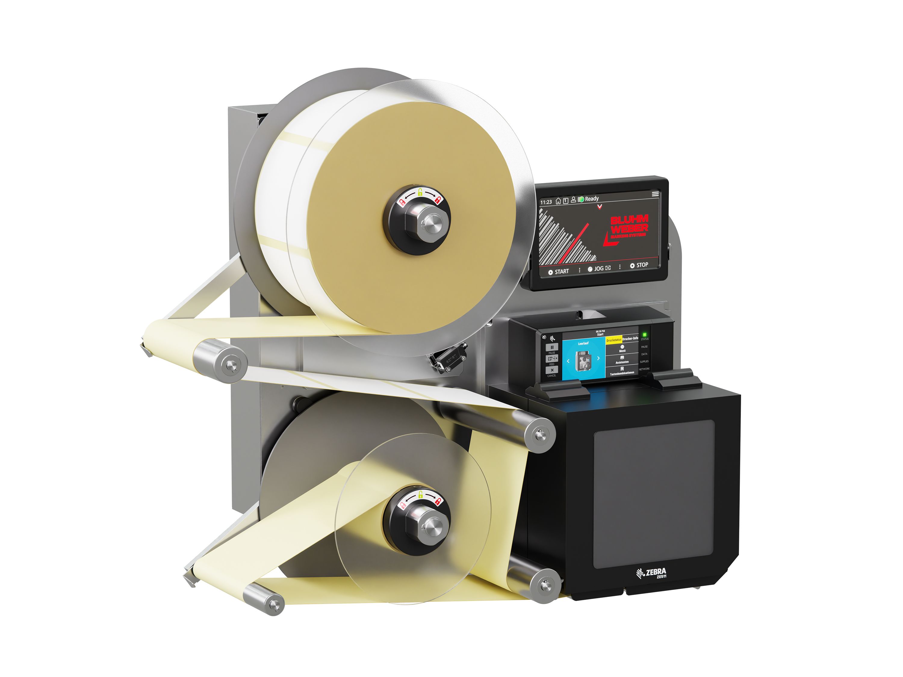 Erogatore di etichette con stampa Legi-Air 4050B-R con etichette da sinistra