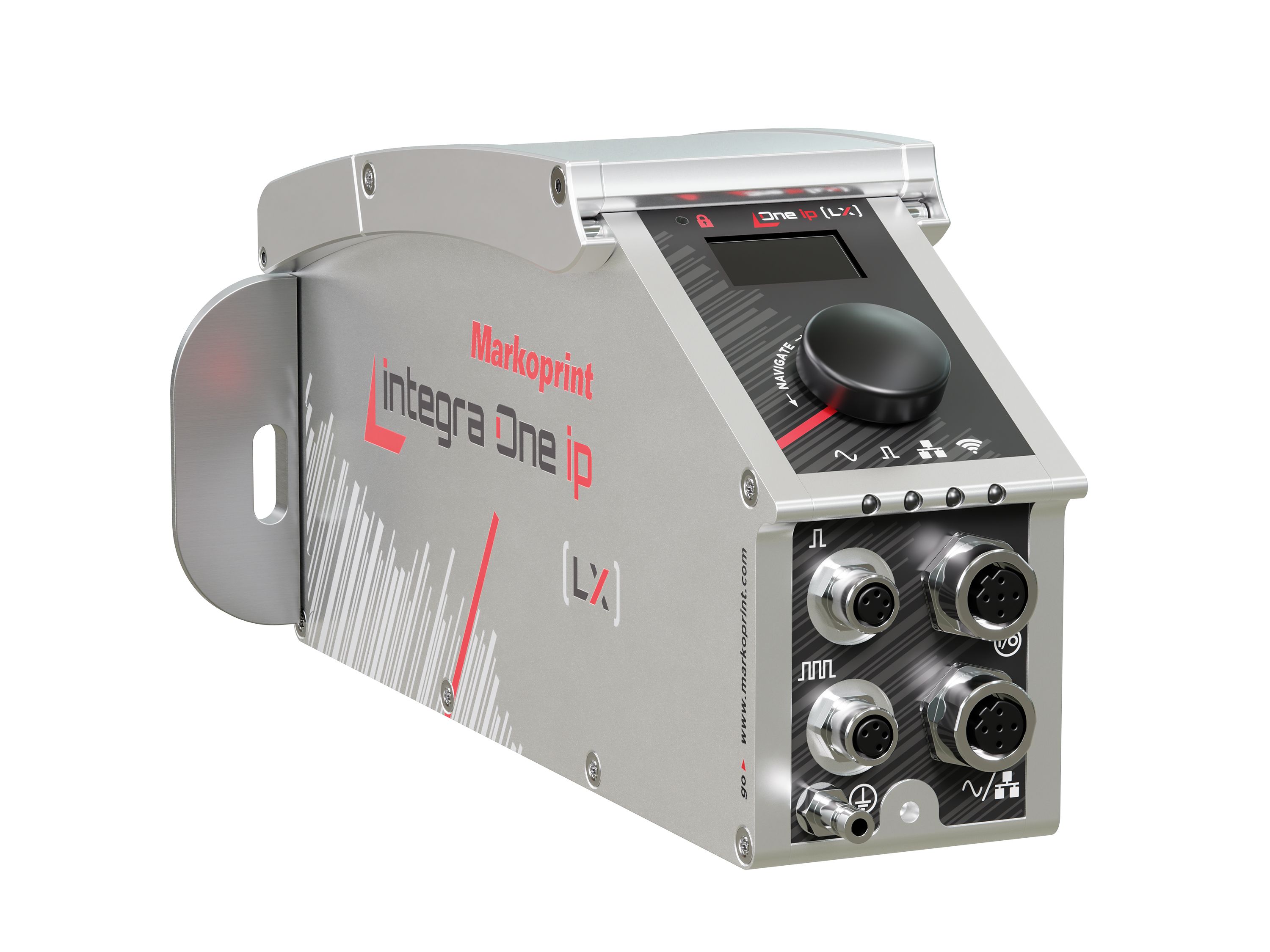 Stampante industriale a getto d’inchiostro Markoprint integra One ip LX lato posteriore sinistra