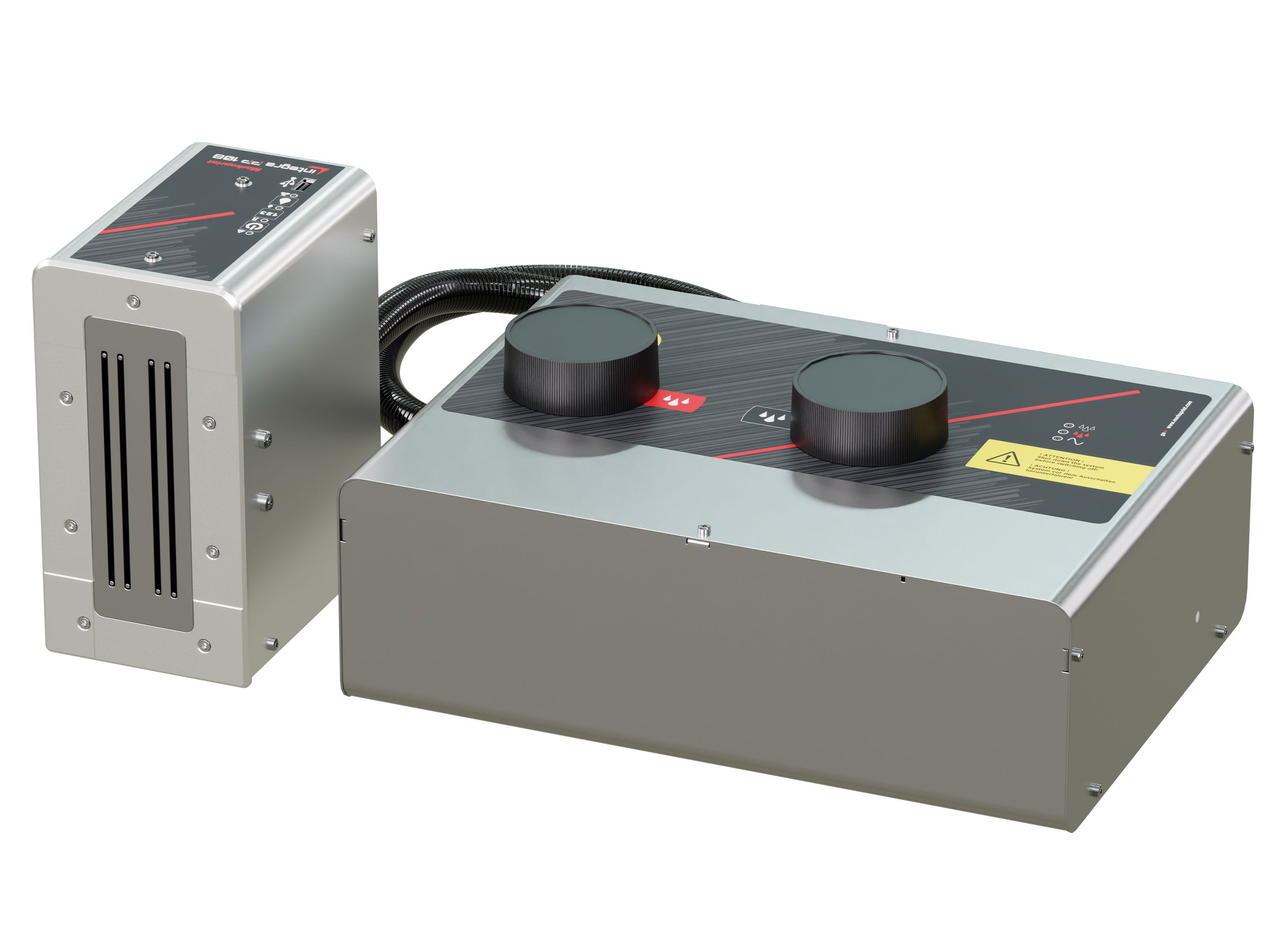 Stampante industriale a getto d’inchiostro Markoprint integra PP 108 bicolore anteriore sinistra