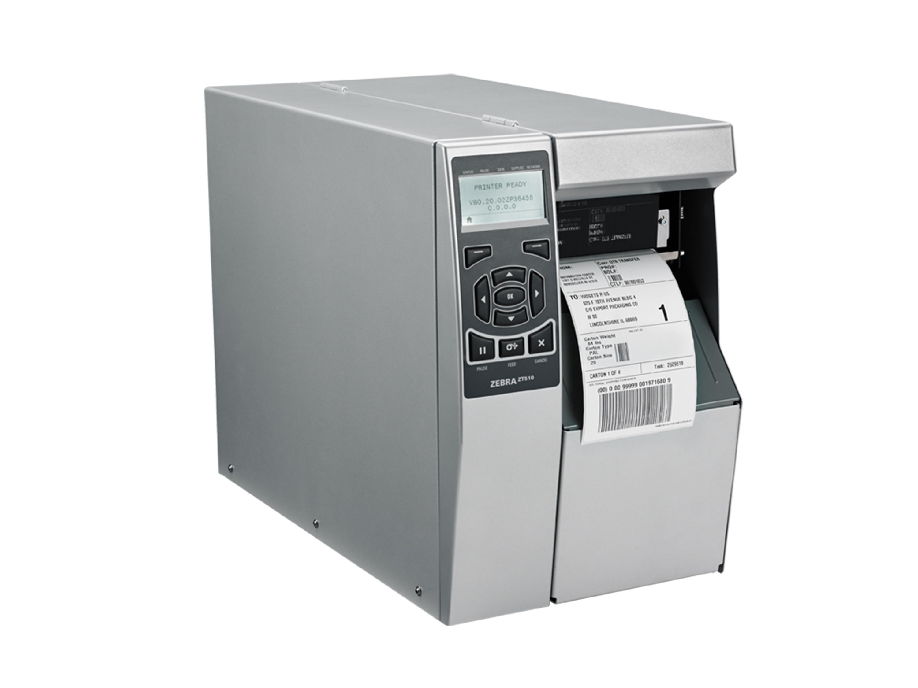 ZEBRA ZT510 Stampante per etichette da parte anteriore destra con etichetta