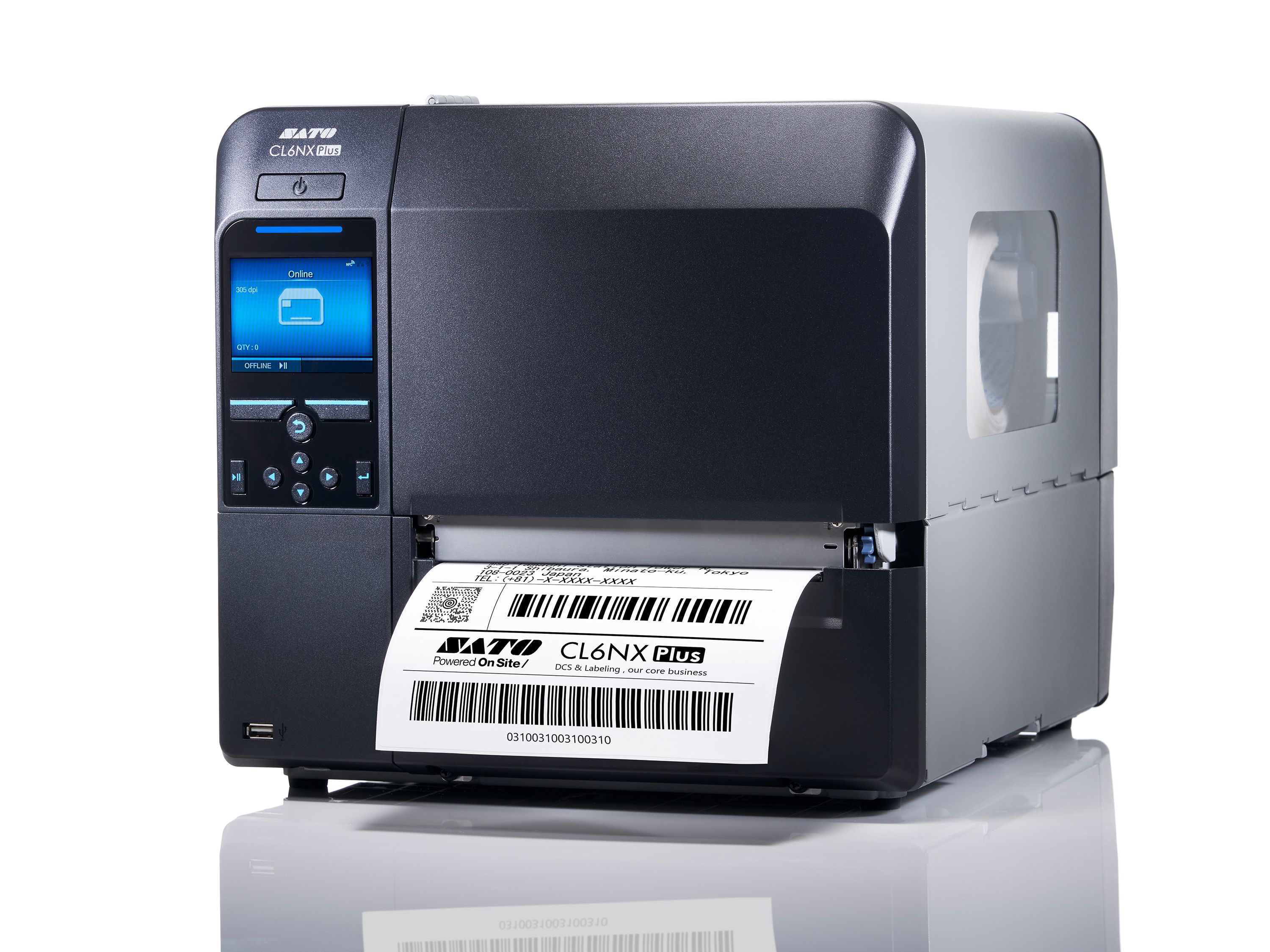 Sato CL6NX Plus frontale nella stampa di etichette