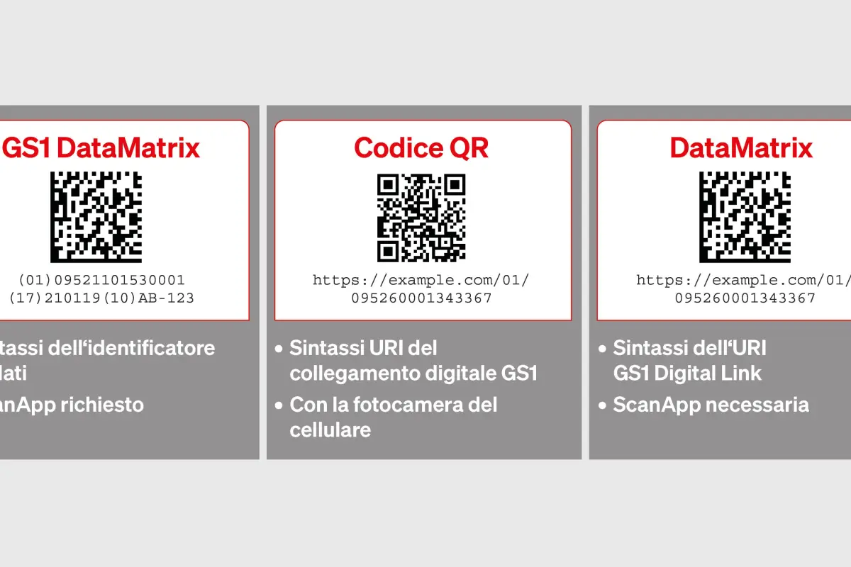 Grafik 2D Code Varianten italienisch