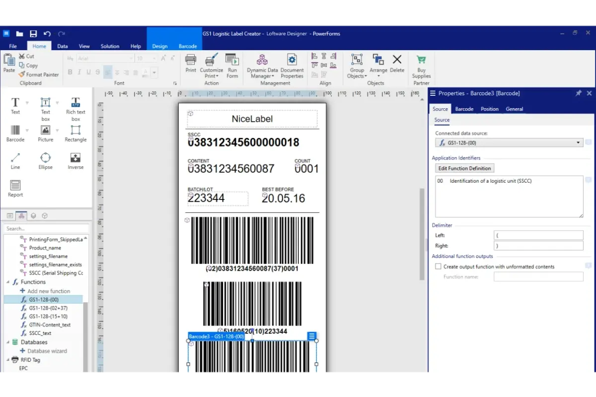 Designing labels with the labelling and marking software Loftware Cloud
